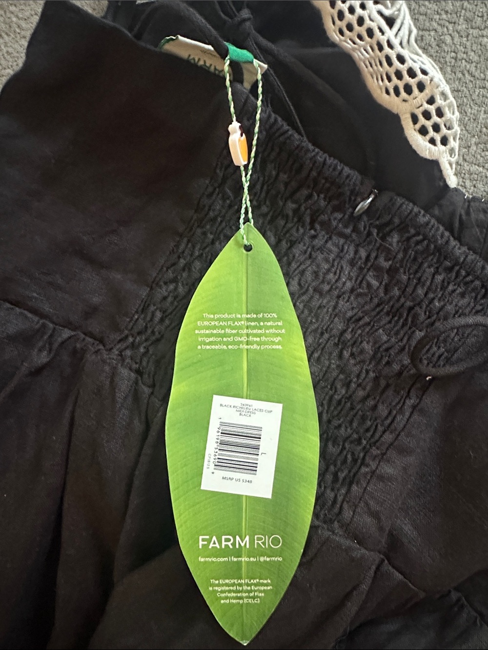 FARM RIO Black Slip Dress with White Embroidered Trim - Picture 8 of 8